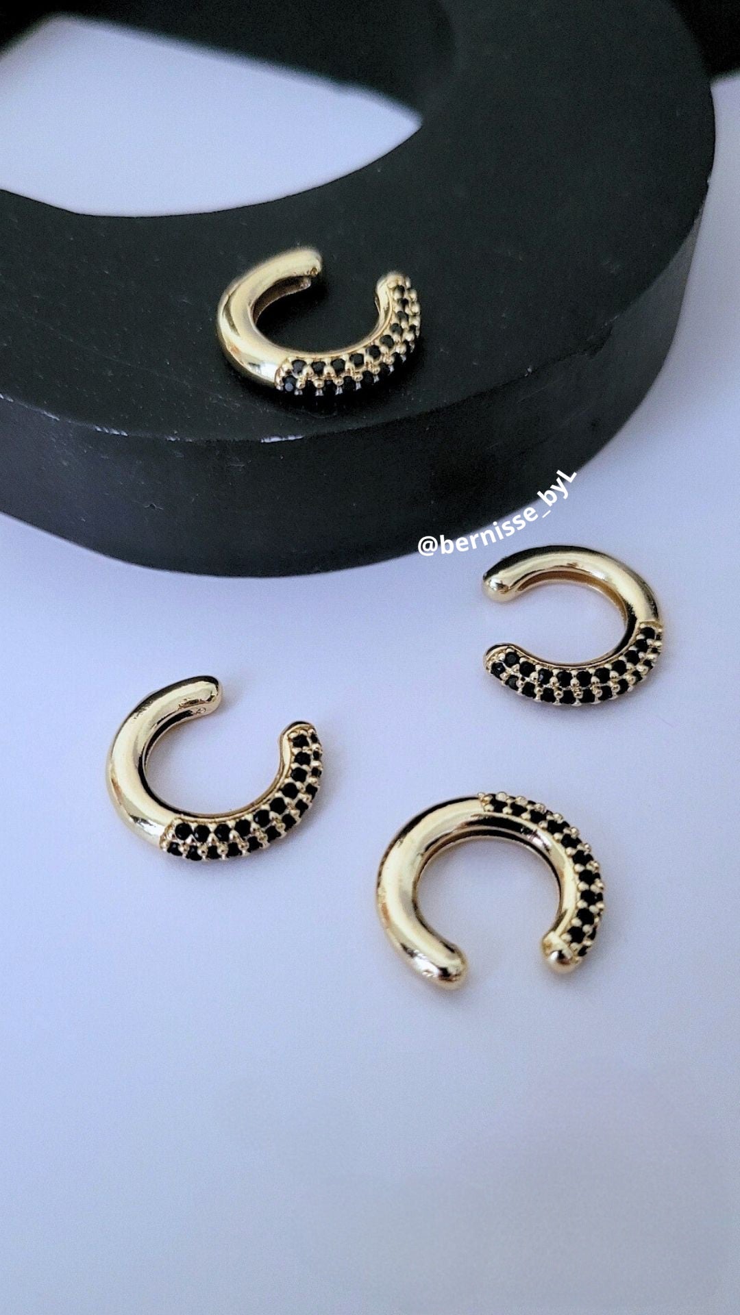 Black zirconia ear cuff